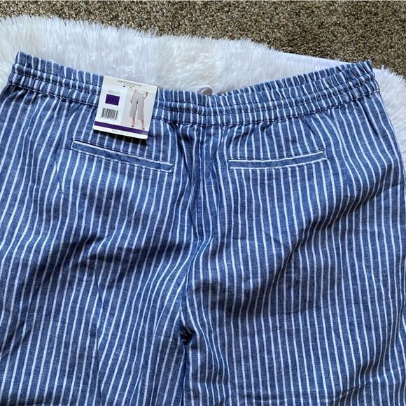 Beachlunchlounge Margot Linen Cotton Striped Crop Pants NEW Size XXL - Picture 5 of 7